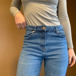 Bershka High Rise Straight Leg Jean